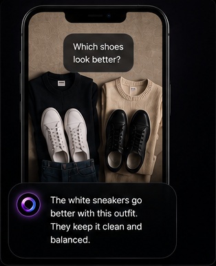 Aura helping compare outfit choices on iPhone